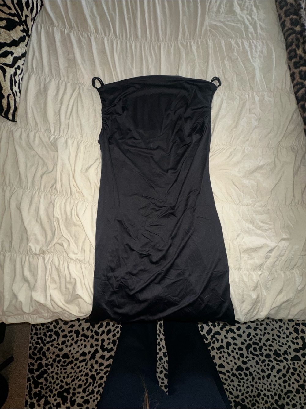 Forever 21 Black Strapless Midi Dress with Thin Loops